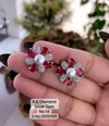 AD Diamond Silver And Rose Gold Tops Earrings Catalog
